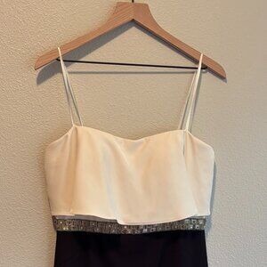 Aidan Mattox strapless full length gown - black/off white - Size 10